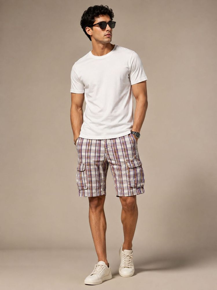 ALCOTT Men's Plaid Cargo Shorts