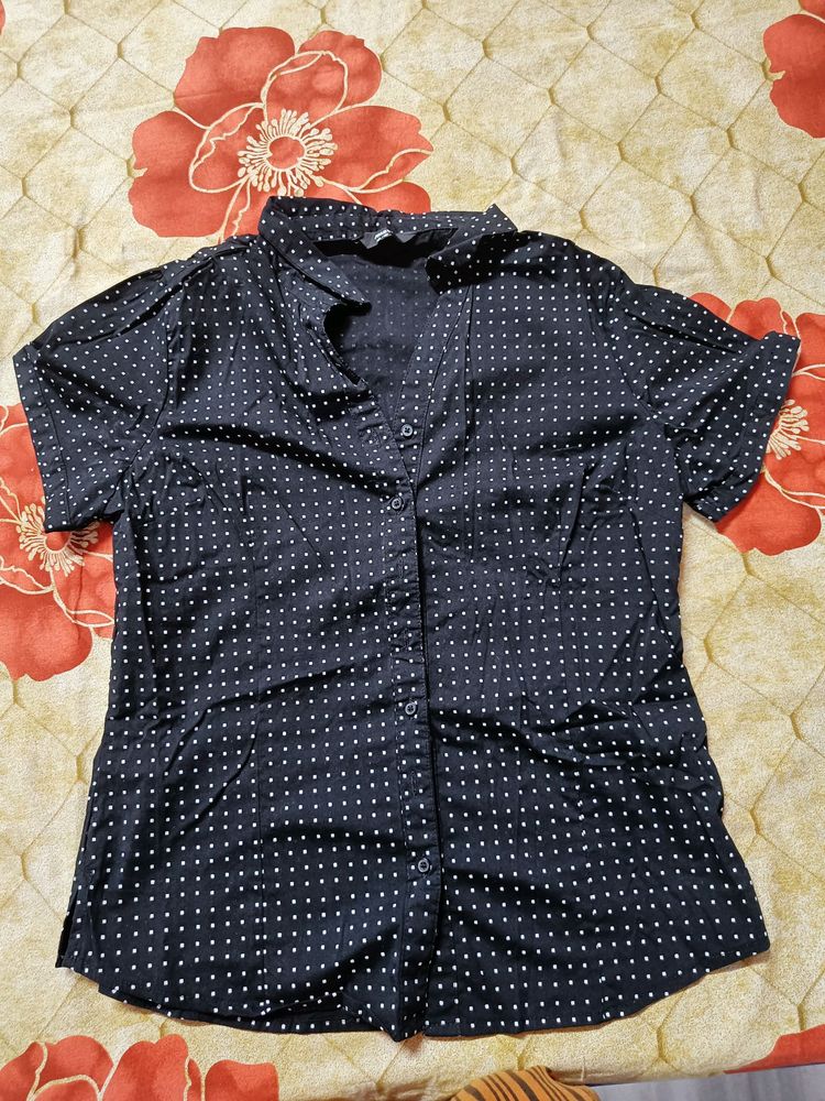 Classic Polka Dot Button-Up Shirt
