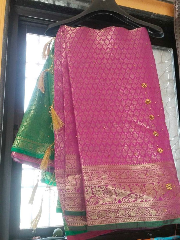 Vibrant Pink Silk Saree
