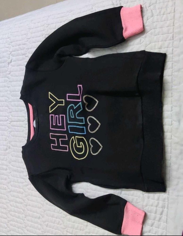 Black "Hey Girl" Graphic Sweatshirt