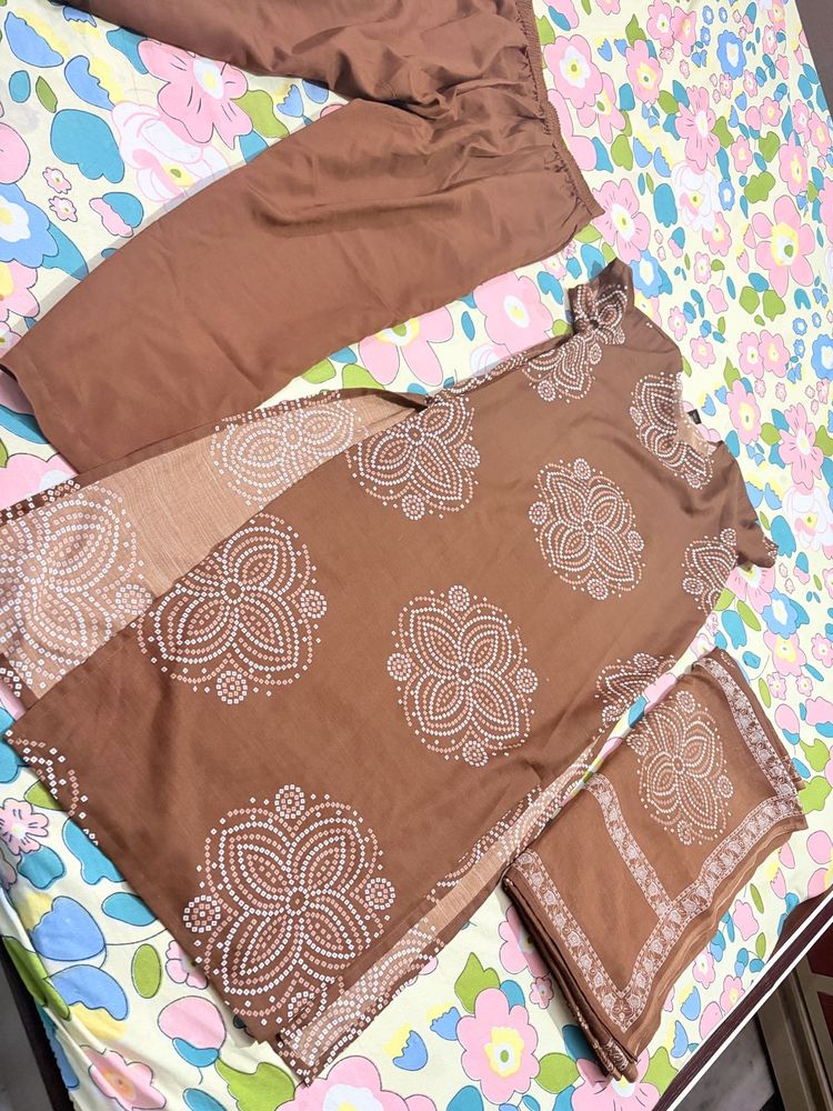 Designer Brown Kurta Set with Dupatta