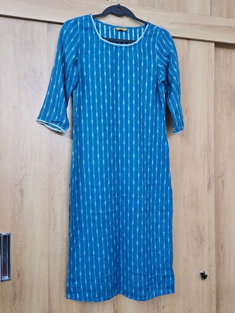 Aurelia Teal Ikat Print Kurta