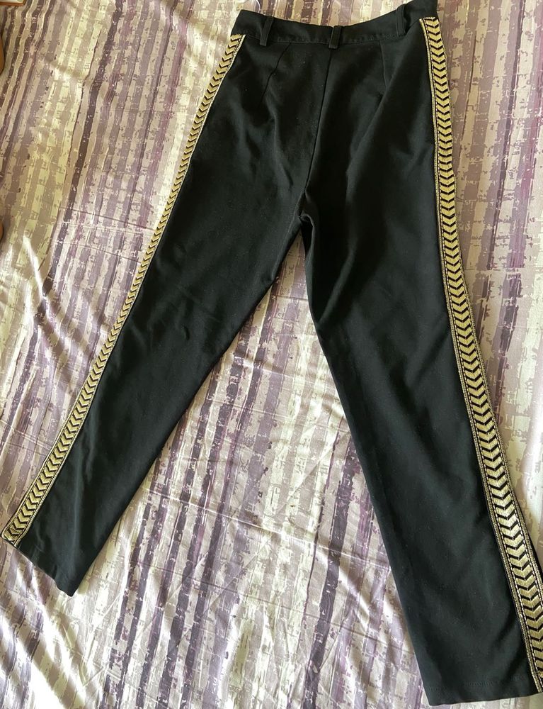 Stylish Black Pants with Gold Trim