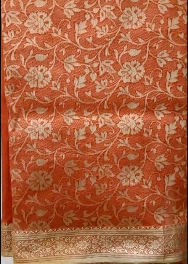 Floral Orange Saree