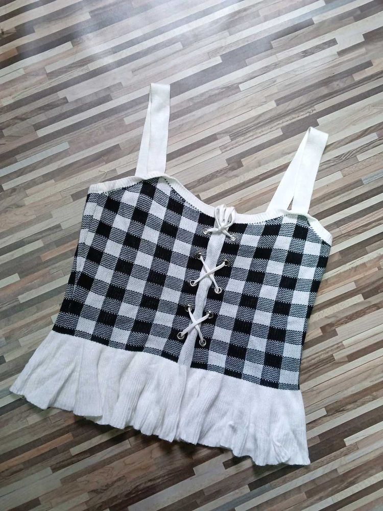 Checkered Corset Top