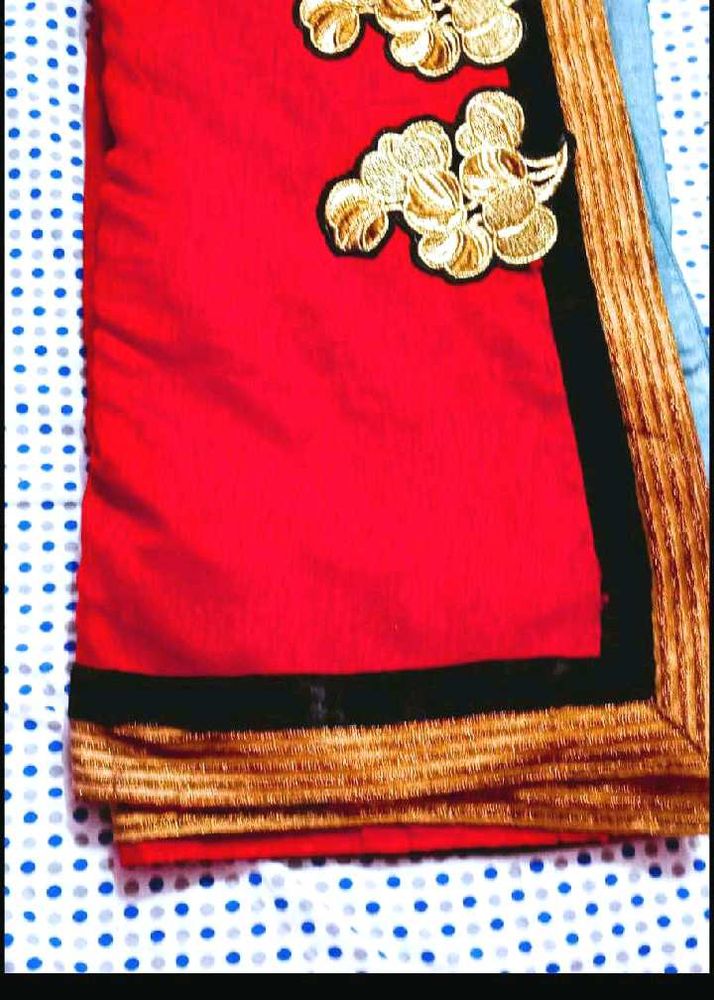 Elegant Red Embroidered Saree