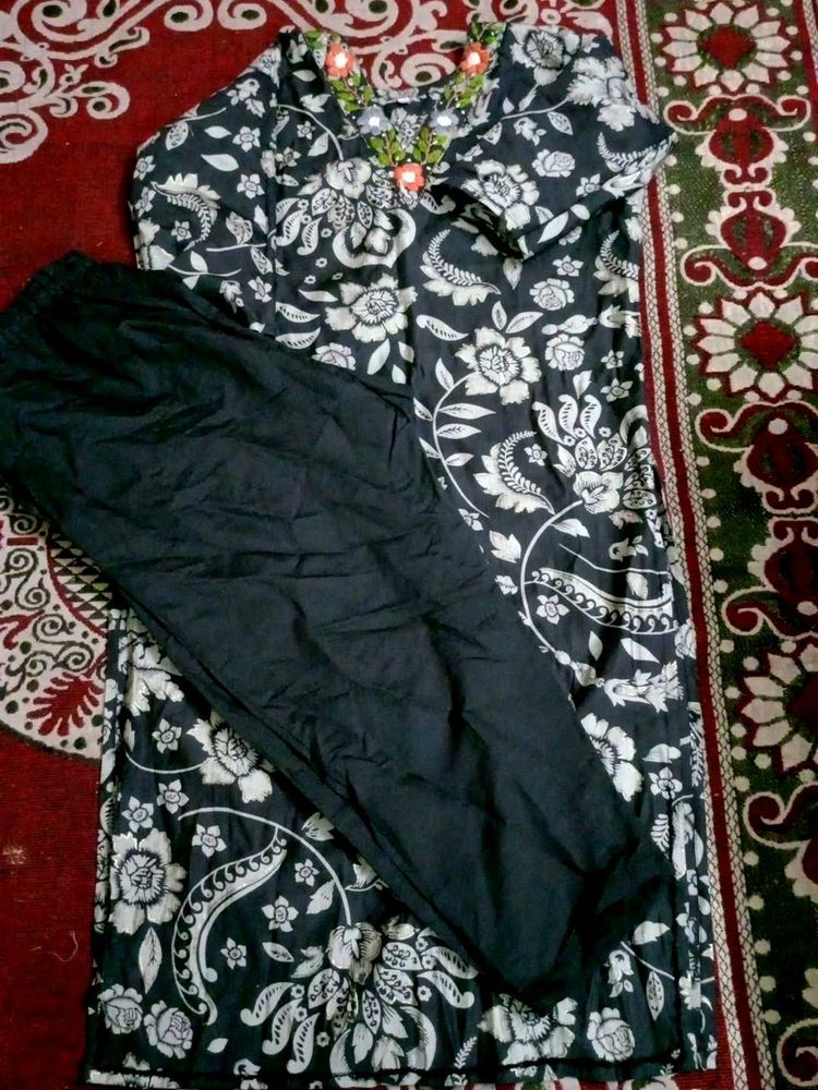 Floral Print Kurta with Pants Set light dispute