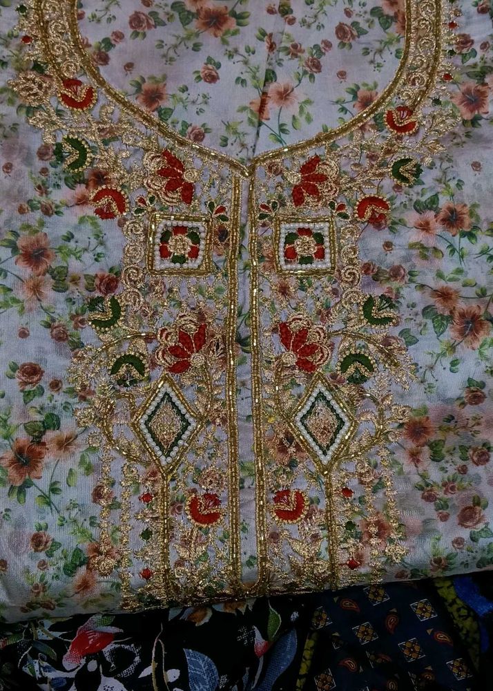 Embroidered Floral dress material