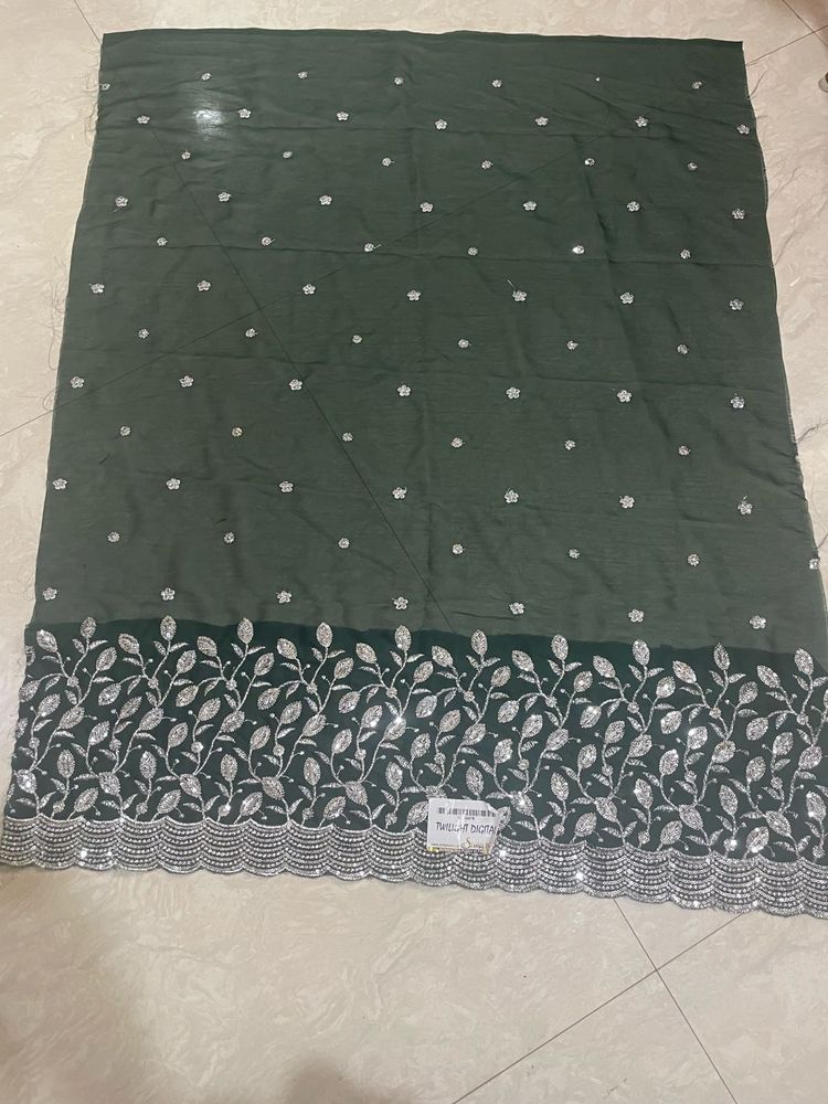 Dark Bottle Green Georgette Unstitched Blouse