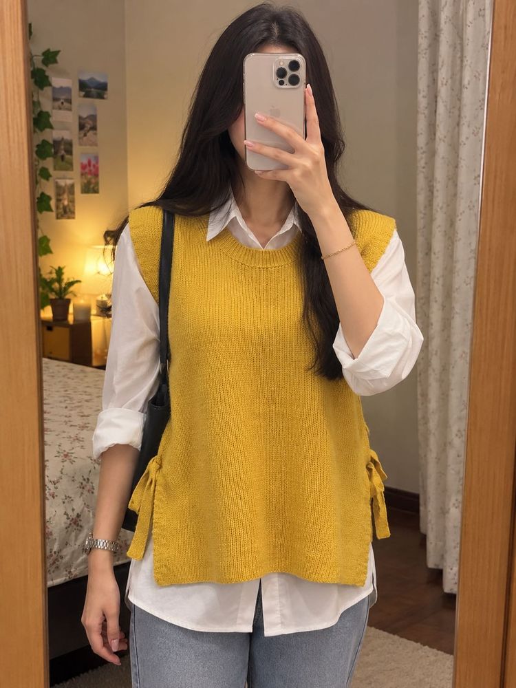 Cozy Mustard Knit Sweater Vest