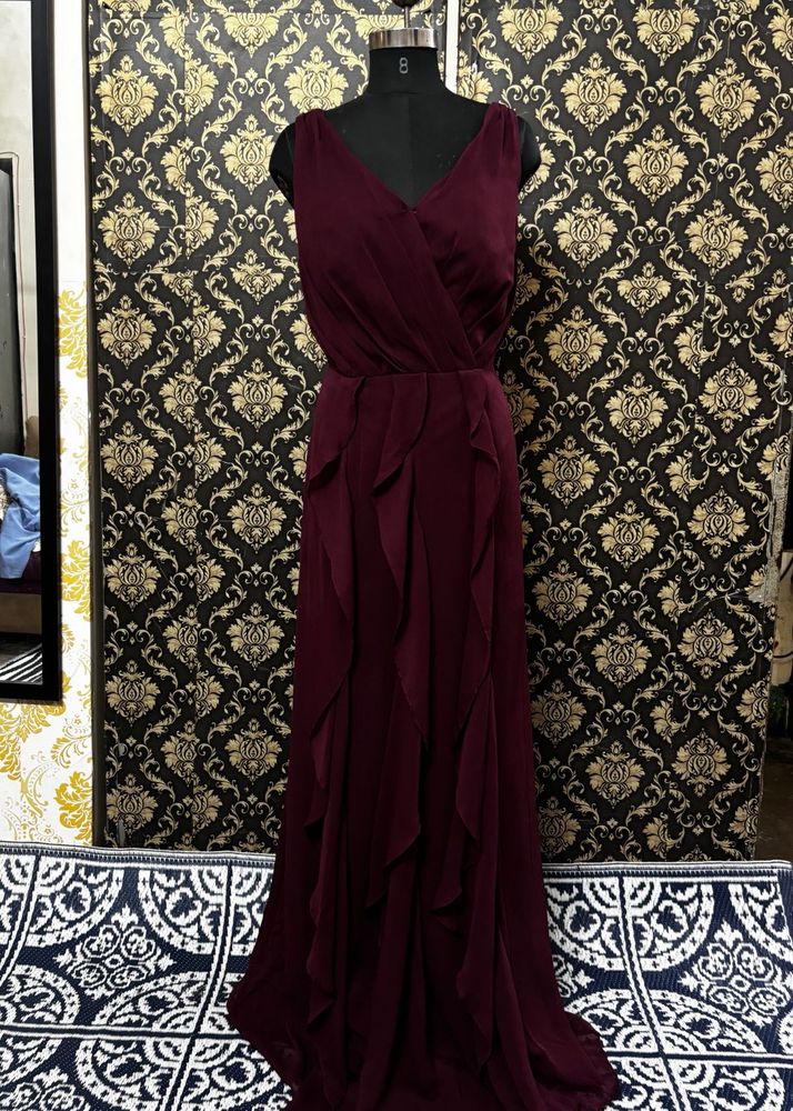 designer ruffle gown