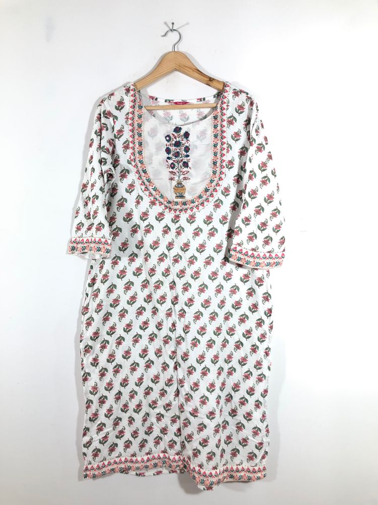 White Printed Kurta (Women’s)