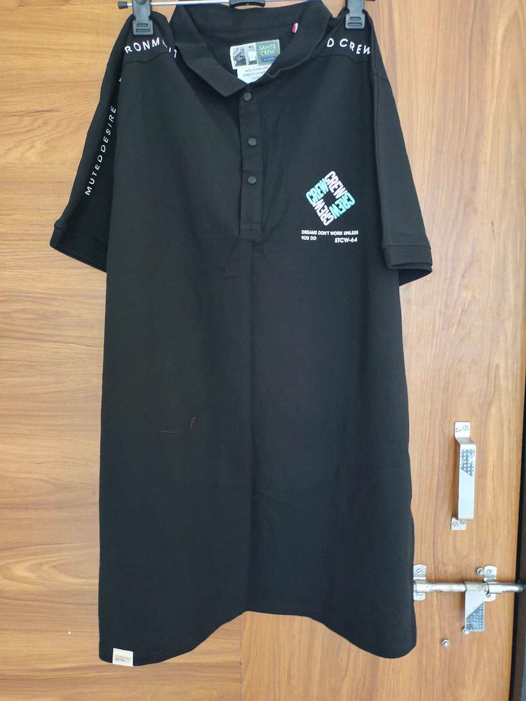 Men's Black Graphic Polo T-Shirt