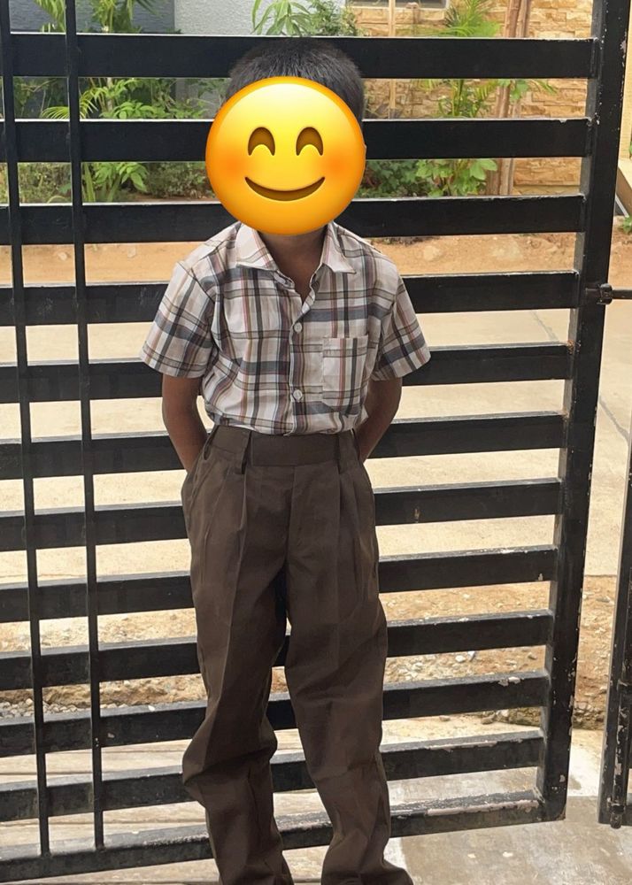 Sri Chaitanya Schol Boys Plaid Shirt and Brown Pan