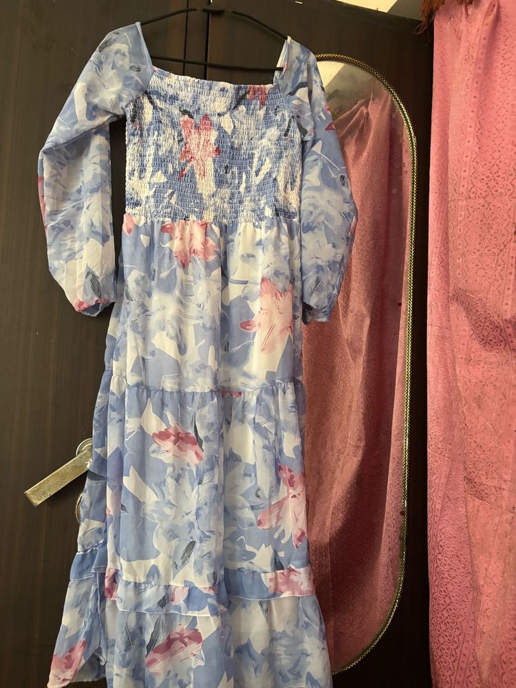 Boho Floral Smocked Maxi Dress