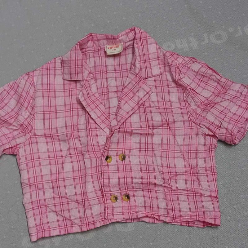 coquette Pink Checked Cropped blouse
