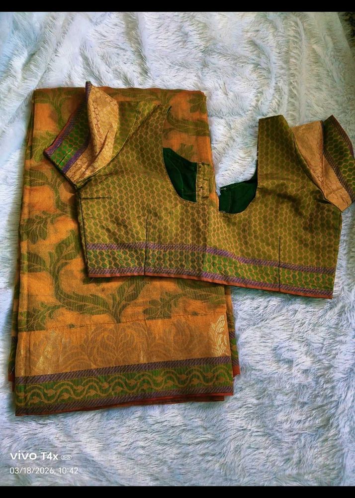 Elegant Mustard Yellow Saree with Blouse