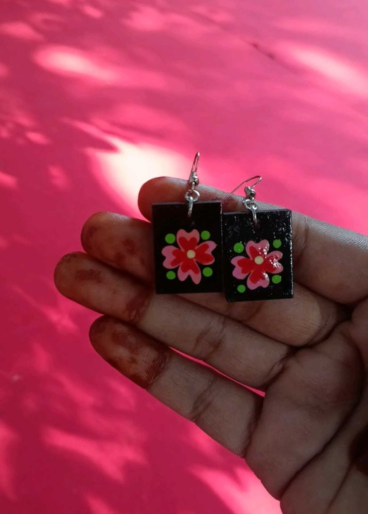 Hand-Painted Floral Earrings