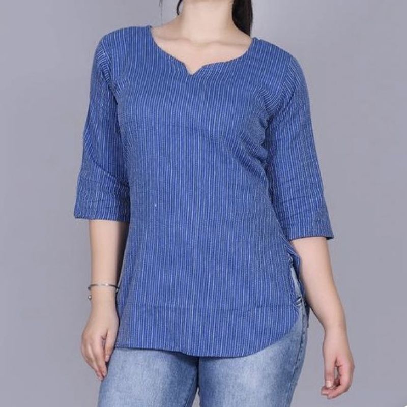 Blue Striped Cotton Kurta