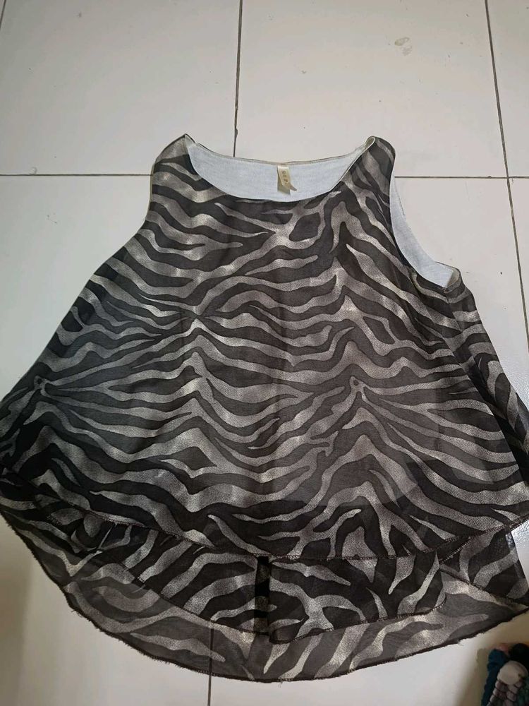 Zebra Print Sleeveless Top