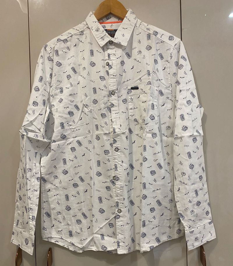 Men's White Graphic Print Shirt