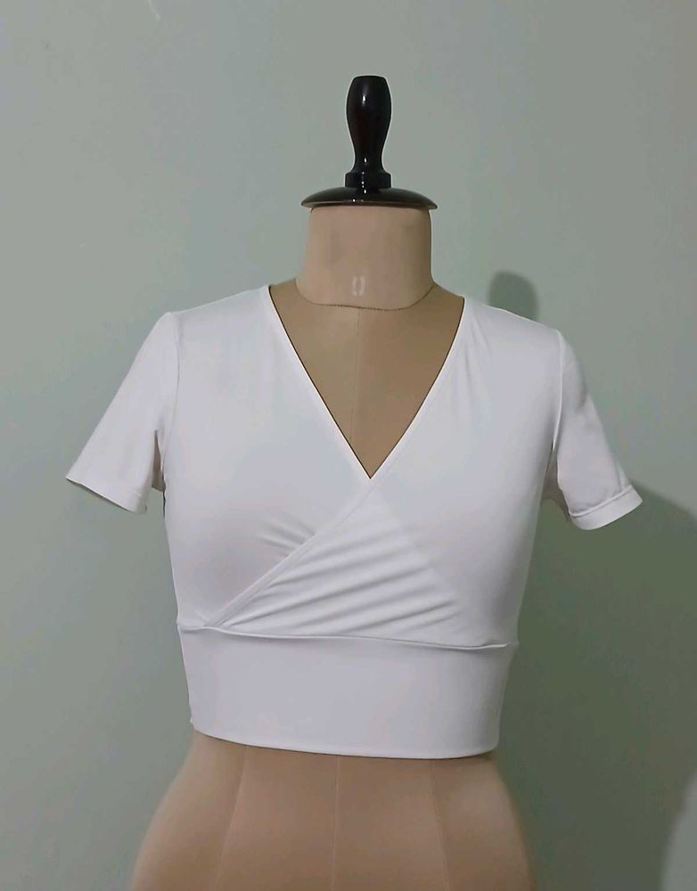 White Wrap Crop Top