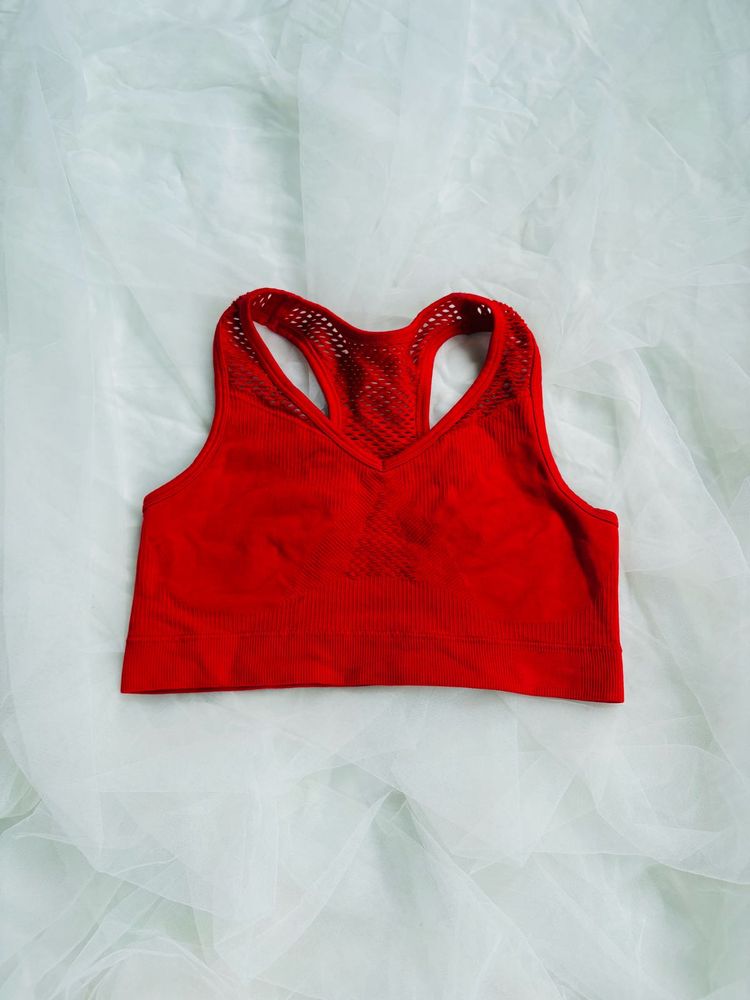 Red Seamless Sports Bra