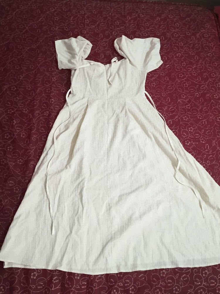 White Puff Sleeve Dress