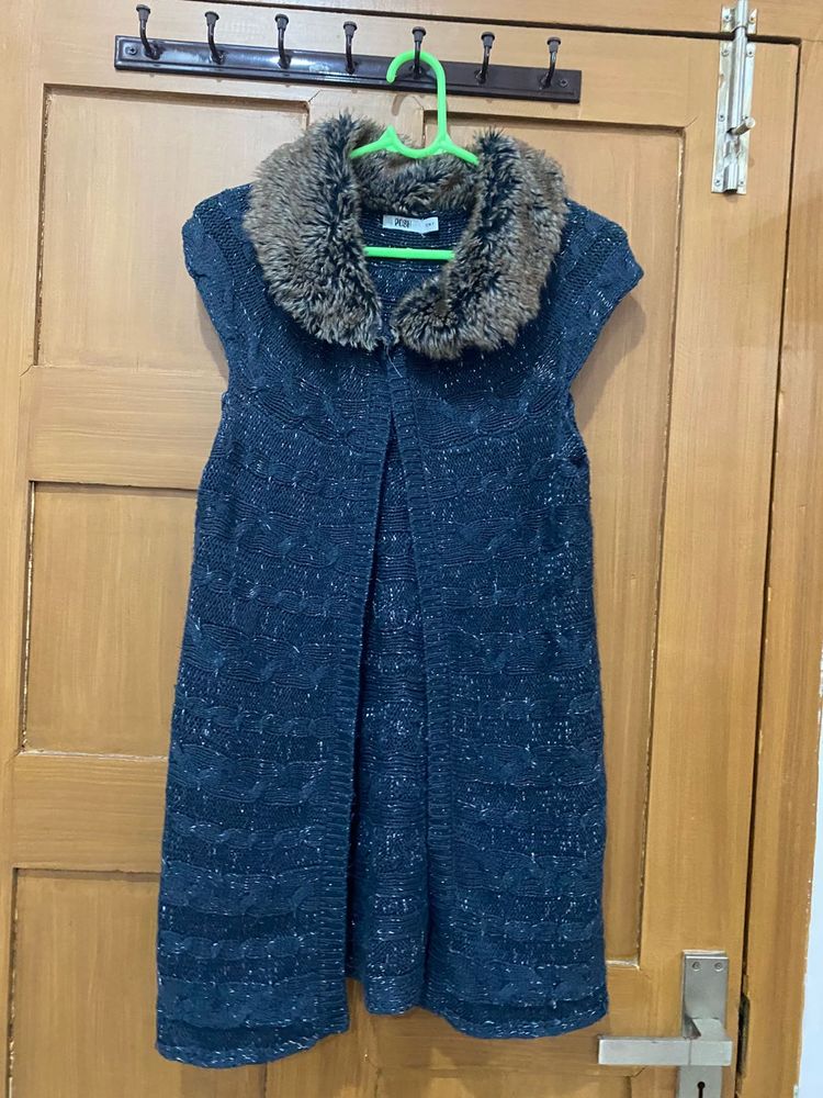 Fur Collar Knit Vest