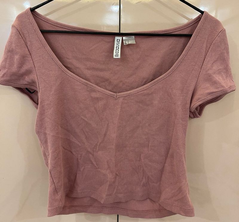 Ribbed V-Neck Crop Top