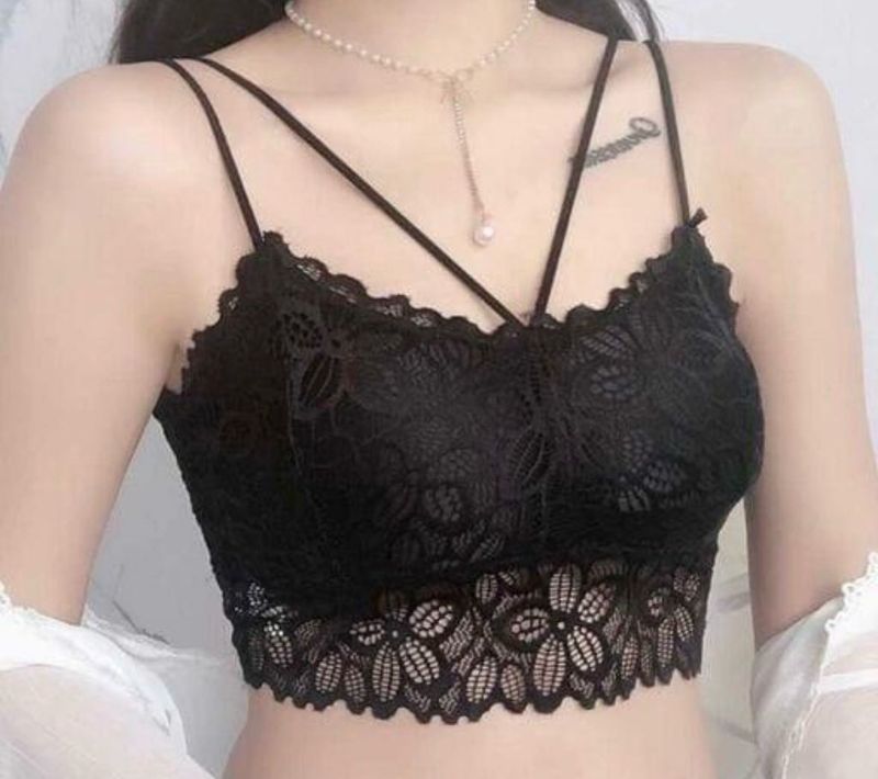Black Lace Bralette Crop Top