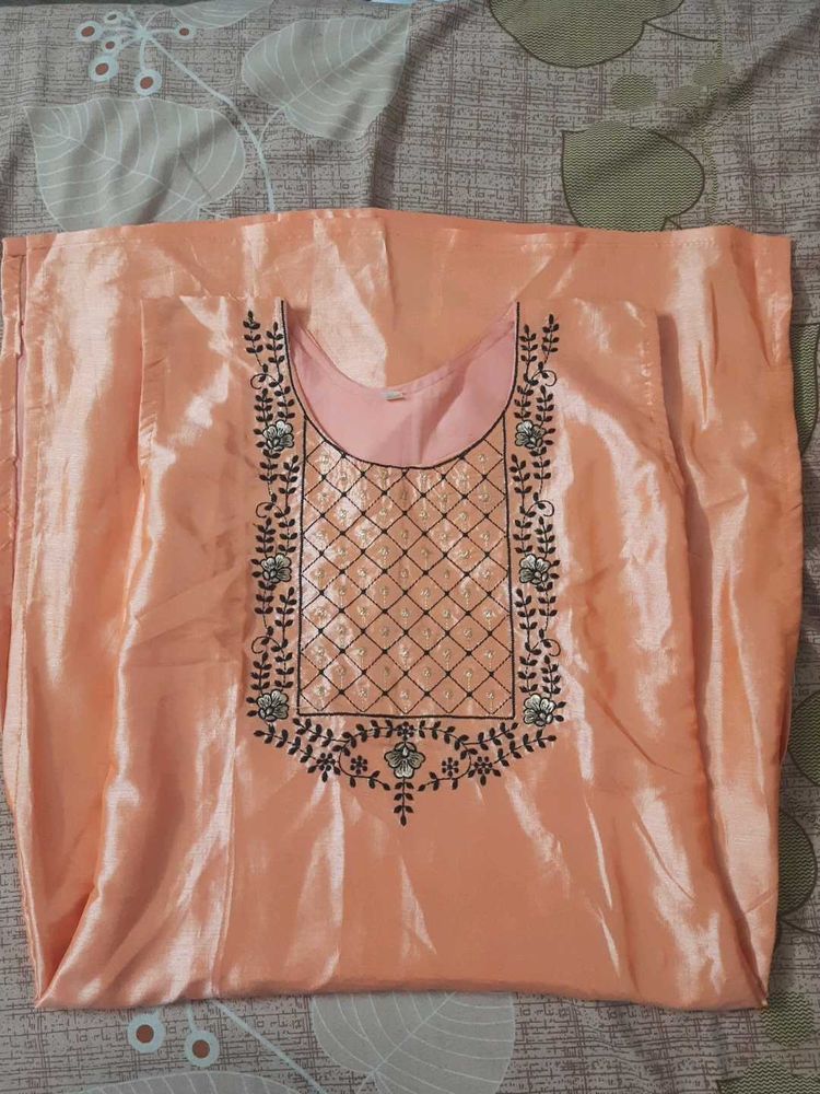 Peach Embroidered Kurta