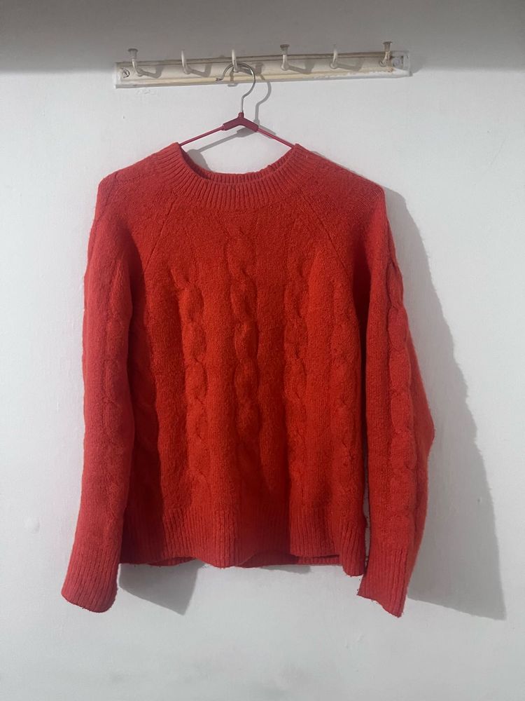 orange light weighted sweater