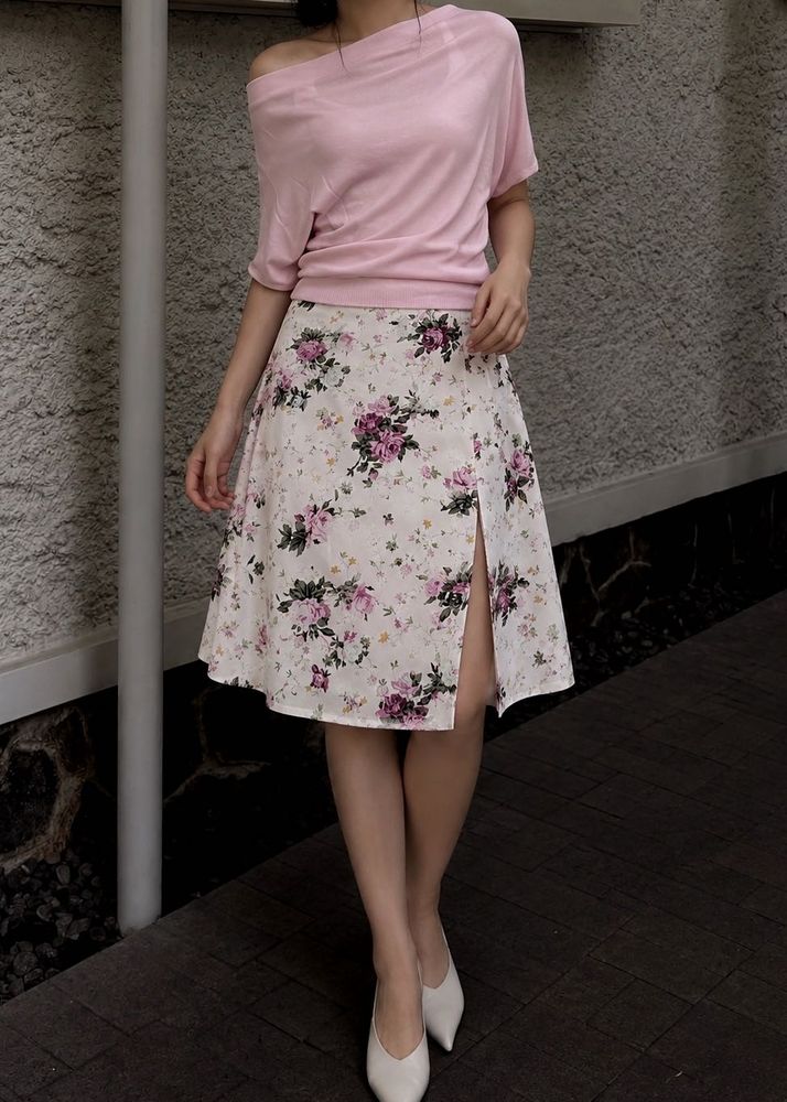 Floral Print Midi Skirt