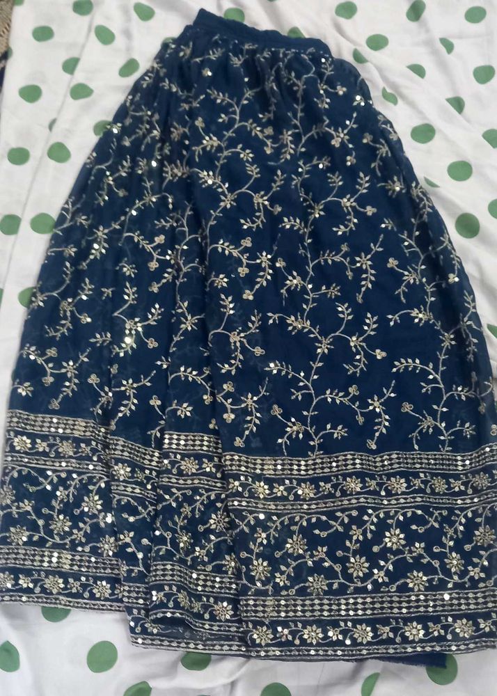Embellished Navy Blue Ethnic Skirt