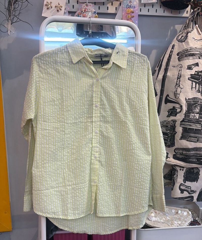 Light Yellow Textured Button-Up Shirt