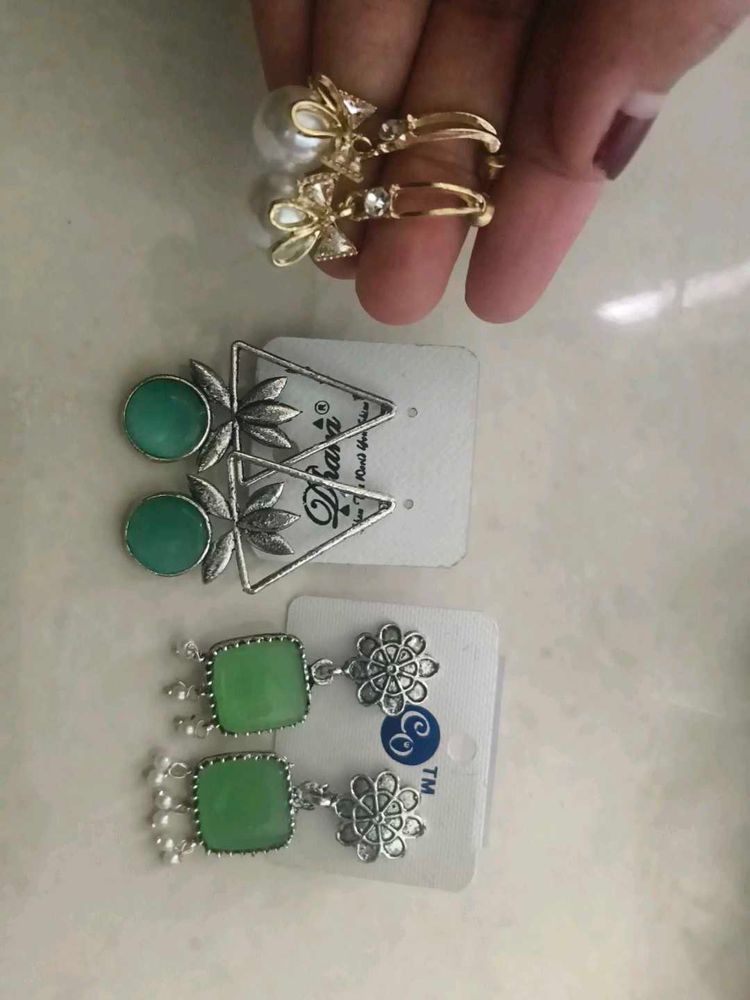 Silver Plated Emerald Earings.