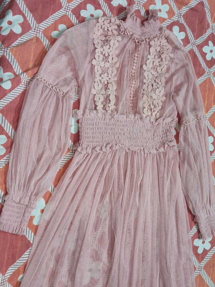 Sheer Pink Lace Dress