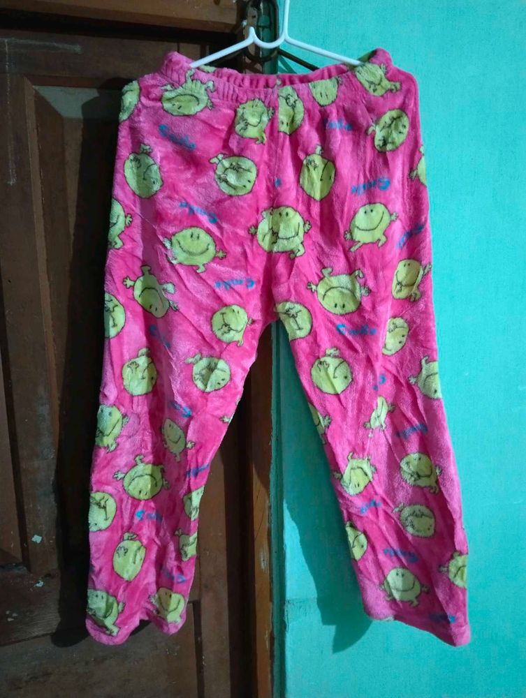 length 34,Cute Pink Frog Pajama Pants