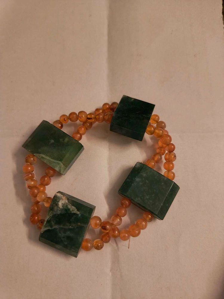 Rare Jade &amp; Carnelian original Stone Bracelet
