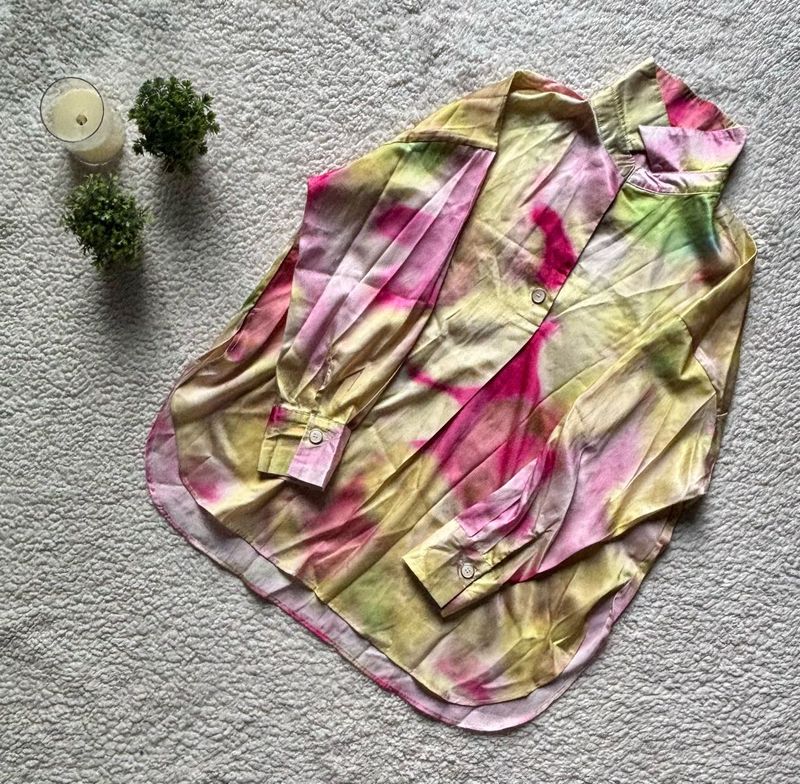 Vibrant Tie-Dye Silky Shirt