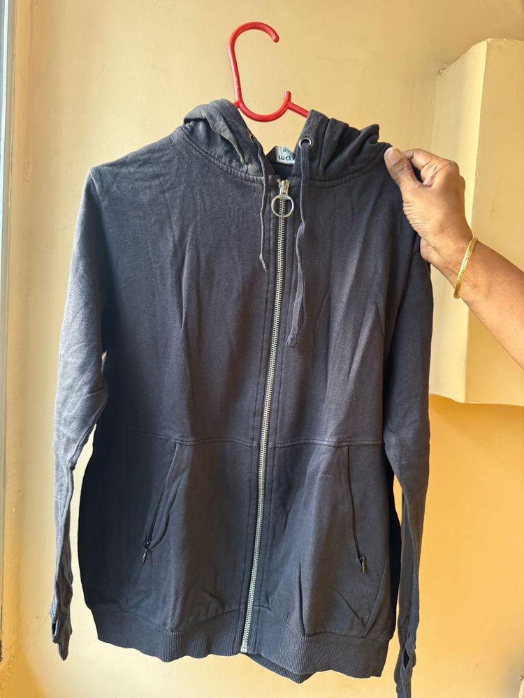 Stylish Dark Grey Zip-Up Hoodie