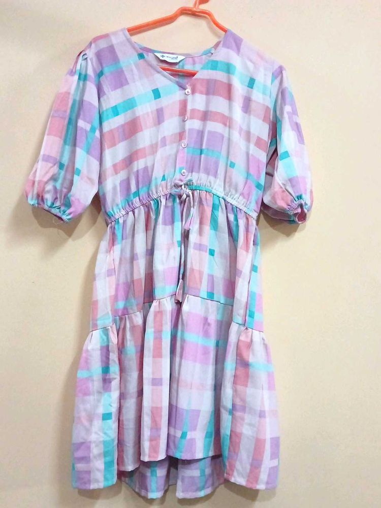check flare dress