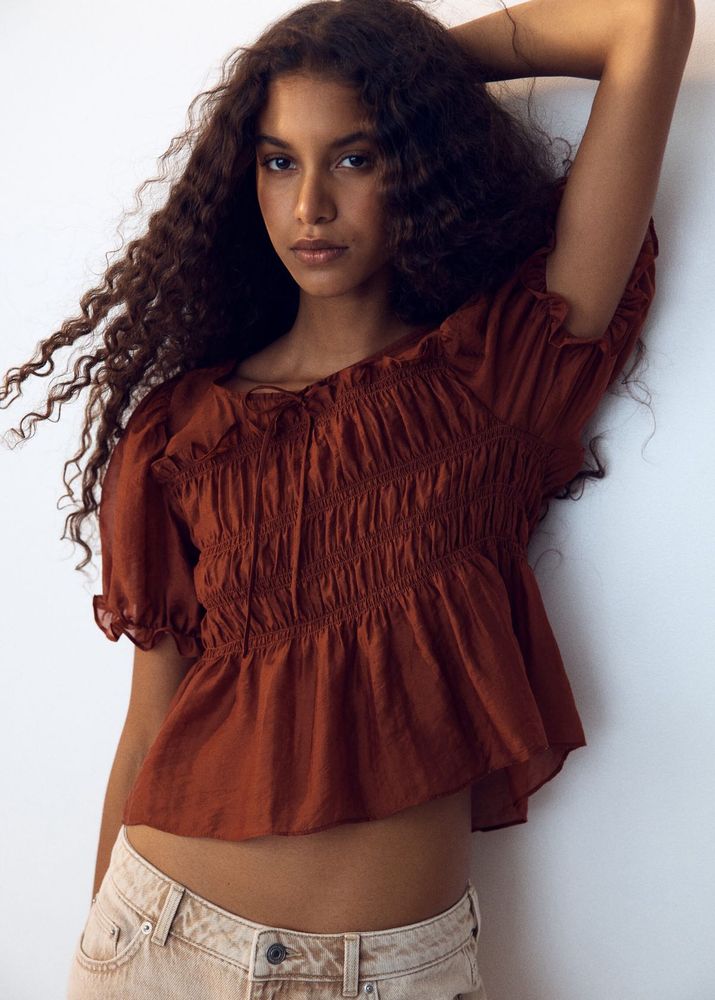 H&amp;M Chic Smocked Peasant Blouse