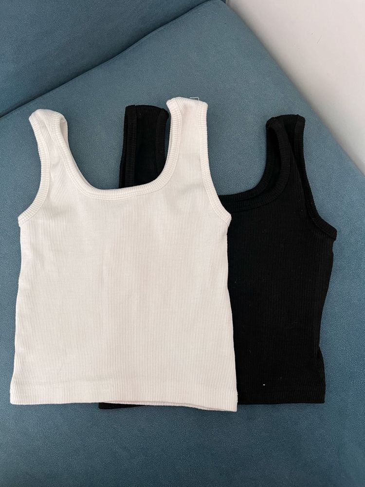 Ribbed Tank Tops - White &amp; Black