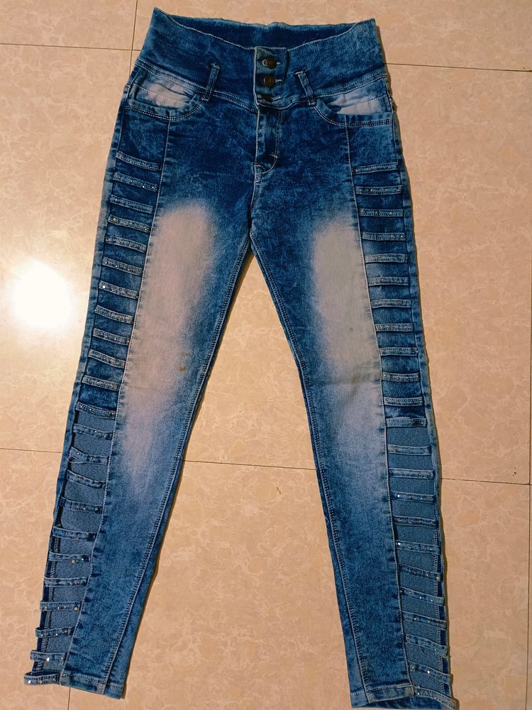 Stylish Blue Faded Denim For Women