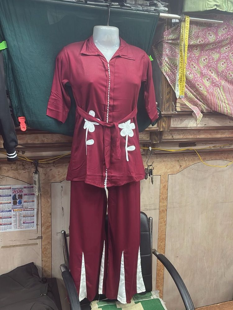 Maroon Floral Print Co-ord Set
