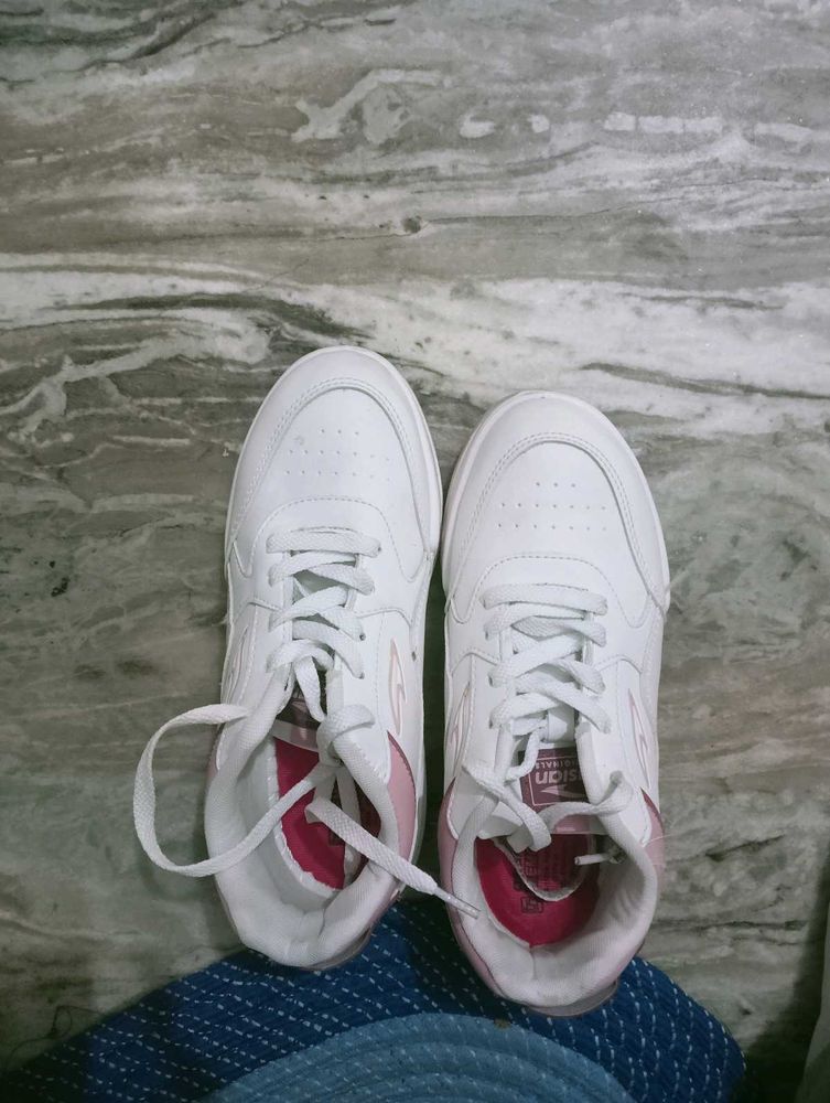 Classic White &amp; Pink Sneakers