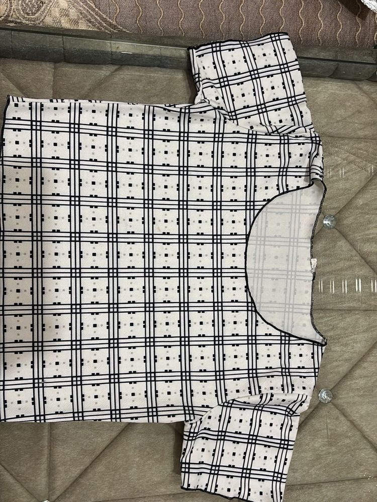 White Checkered Top