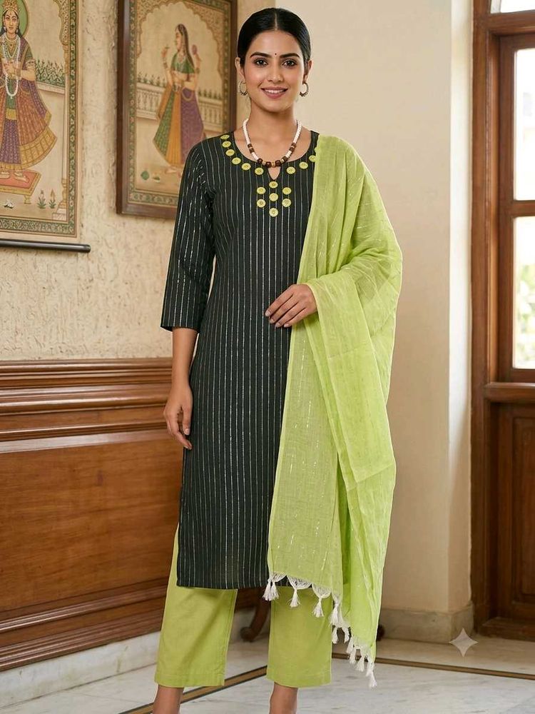 BrandNewElegant BlackSequined Kurta with LightGr